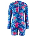 thumbnail image 1 of Xfvqtps Child Girls Rash Guard One Piece Swimsuit Front Zipper Long Sleeve Sun Protection Flower Print Colorful Stretchy Beach Summer Bathing Suits Swimwear for 4-11 Years Blue-01, 1 of 10