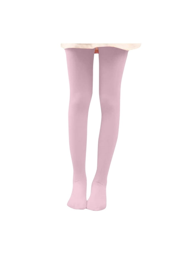 Child Girls Tights Solid Color Thin Dance Botton Long Pants Soft Cute Full Length Pants Overalls Spring Summer Cotton Socks for 3-12 Years Pink