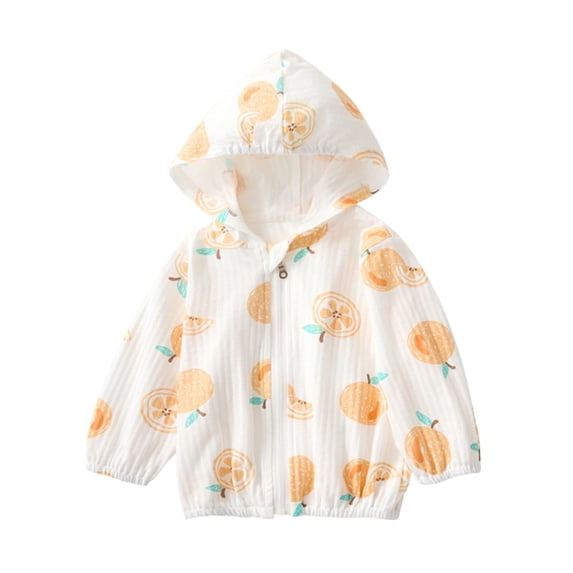 Xfvqtps Child Light Jacket Sun Protection Hoodie Zipper Elastic Cute Cartoon Print Thin Breathable Sunscreen Clothing for Outdoor Hiking Multicolor-03