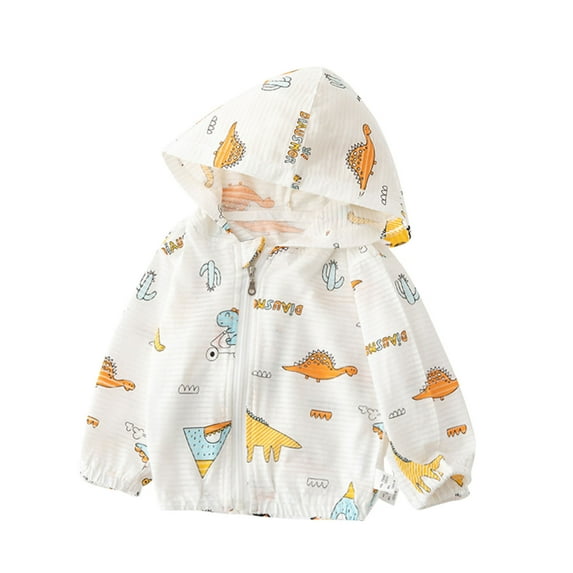 Xfvqtps Child Light Jacket Sun Protection Hoodie Zipper Elastic Cute Cartoon Print Thin Breathable Sunscreen Clothing for Outdoor Hiking Multicolor-08
