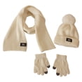 thumbnail image 1 of Xfvqtps Children 3PCS Beanie Scarf and Gloves Knitting Cuffed Solid Color Simplicity Soft Comfortable Warm Winter Hat Scarf and Mittens Set White, 1 of 6