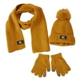 thumbnail image 1 of Xfvqtps Children 3PCS Beanie Scarf and Gloves Knitting Cuffed Solid Color Simplicity Soft Comfortable Warm Winter Hat Scarf and Mittens Set Yellow, 1 of 6