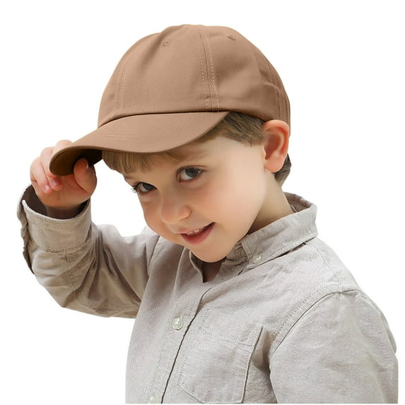 Xfvqtps Children Baseball Hat Dome Solid Color Simplicity Adjustable Size Sunshade Breathable Casual Fashion Outdoor Peaked Cap Coffee
