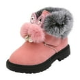 thumbnail image 1 of Xfvqtps Children Girls Snow Boots Suede Upper Cute Rabbit Ears Rhinestone Pearl Plush Lining Thickened Insulated Warm Thick Bottom Round Toe Soft Comfortable Non Slip Winter Short Boots Pink, 1 of 9