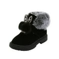 thumbnail image 1 of Xfvqtps Children Girls Snow Boots Suede Upper Cute Rabbit Ears Rhinestone Pearl Plush Lining Thickened Insulated Warm Thick Bottom Round Toe Soft Comfortable Non Slip Winter Short Boots Black, 1 of 5
