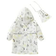 thumbnail image 1 of Xfvqtps Children Kids Baby Girls Raincoat with Hooded and Brim Long Cartoon Aircraft Cloud Print Cute Button Waterproof Outdoor Activities Rain Jackets PVC Rain Poncho with Storage Bag White-01, 1 of 7
