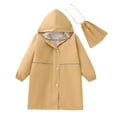 thumbnail image 1 of Xfvqtps Children Kids Baby Girls Raincoat with Hooded and Brim Long Solid Color Zipper and Button Waterproof Outdoor Activities Rain Jackets PVC Rain Poncho Khaki, 1 of 9
