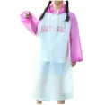 thumbnail image 1 of Xfvqtps Children Raincoat with Hooded Long Adjustable Drawstring Color Blocking Reusable Transparent Button Waterproof Cycling Hiking Rain Jackets Rain Poncho Hot Pink, 1 of 5