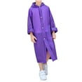 thumbnail image 1 of Xfvqtps Children Raincoat with Hooded Long Adjustable Drawstring Solid Color Reusable Button Transparent Waterproof Cycling Hiking Rain Jackets Rain Poncho Purple, 1 of 5