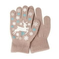 thumbnail image 1 of Xfvqtps Childrens Kids Boys Girls Gloves Christmas Cute Elk Deer Snowflake Printing Knitting Windproof Warm Winter Mittens Khaki, 1 of 3