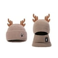 thumbnail image 1 of Xfvqtps Christmas Antlers Beanie Hats for Mens and Womens Two Uses Foldable Hat Scarf All in One Knitted Simplicity Thickened Stretch Windproof Coldproof Outdoor Warm Winter Hat Khaki, 1 of 4