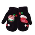 thumbnail image 1 of Xfvqtps Christmas Mittens for Women Knit Pompom Bow Bell Gift Decoration Thermal Warm Outdoor Winter Gloves Black, 1 of 4