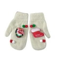thumbnail image 1 of Xfvqtps Christmas Mittens for Women Knit Pompom Bow Bell Gift Decoration Thermal Warm Outdoor Winter Gloves White, 1 of 4