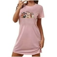 thumbnail image 1 of Xfvqtps Christmas Nightgown For Women Large Size Cute Christmas Puppy Chest Print Short Sleeve Crewneck Solid Color Fashion Comfortable Soft Sleepshirts Pink, 1 of 3