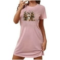 thumbnail image 1 of Xfvqtps Christmas Nightgown For Women Large Size Snowman And Christmas Tree Chest Print Short Sleeve Crewneck Solid Color Fashion Comfortable Soft Sleepshirts Pink, 1 of 3