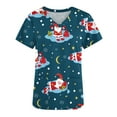 thumbnail image 1 of Xfvqtps Christmas Scrub Tops for Women Comfortable Lightweight Medical Nursing Uniform Short Sleeve V-neck Working Uniform Tops Easter Printed Nursing Uniform with Pockets Dark Blue, 1 of 3