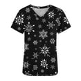 thumbnail image 1 of Xfvqtps Christmas Scrub Tops for Women Comfortable Lightweight Medical Nursing Uniform Short Sleeve V-neck Working Uniform Tops Easter Printed Nursing Uniform with Pockets Black, 1 of 3