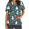 thumbnail image 1 of Xfvqtps Christmas Scrub Tops for Women Soft V-Neck Scrubs Comfortable Nursing Uniforms Christmas Printed Short Sleeve Top Protective Clothing Working Uniforms with Pockets Purple, 1 of 5