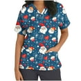 thumbnail image 1 of Xfvqtps Christmas Scrub Tops for Women Soft V-Neck Scrubs Comfortable Nursing Uniforms Christmas Printed Short Sleeve Top Protective Clothing Working Uniforms with Pockets Green, 1 of 5