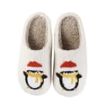 thumbnail image 1 of Xfvqtps Christmas Slippers Fuzzy Slippers for Womens Cute Christmas Penguin Fleece Lined Flat Thick Bottom Memory Foam Close Toe Comfortable Non-Slip Warm Winter House Slippers White-01, 1 of 9