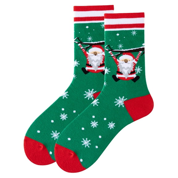 Xfvqtps Christmas Socks for Womens Mid Tube Cute Santa Claus Snowflake Christmas Tree Christmas Party Decoration Comfortable Soft Cozy Indoor Warm Winter Socks Multicolor-06
