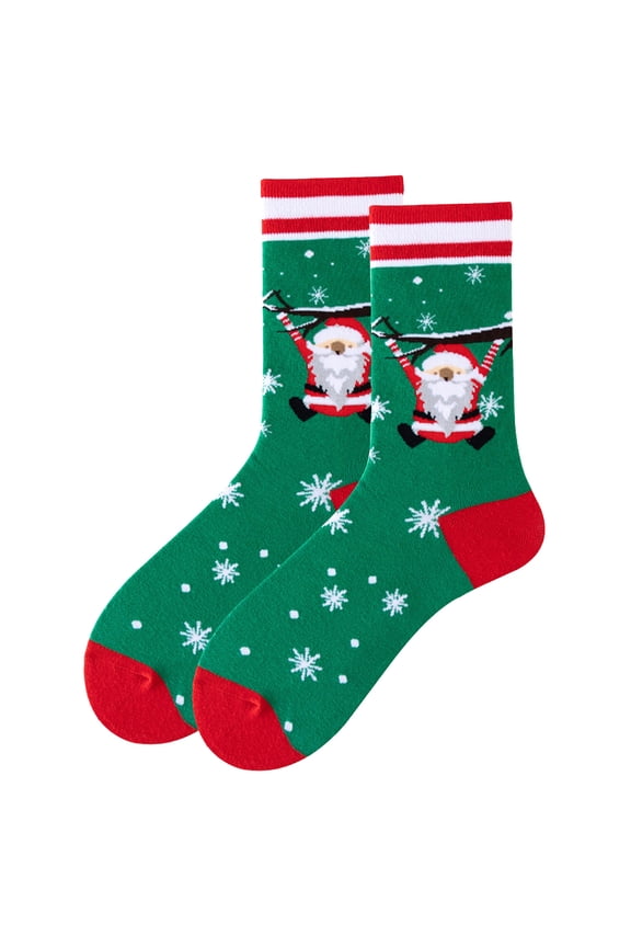 Christmas Socks for Womens Mid Tube Cute Santa Claus Snowflake Christmas Tree Christmas Party Decoration Comfortable Soft Cozy Indoor Warm Winter Socks Multicolor-06