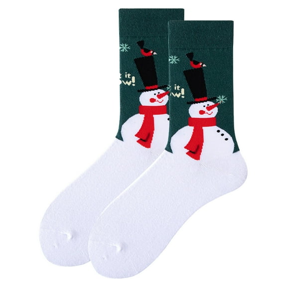Xfvqtps Christmas Socks for Womens Mid Tube Cute Santa Claus Snowflake Christmas Tree Christmas Party Decoration Comfortable Soft Cozy Indoor Warm Winter Socks Multicolor-04