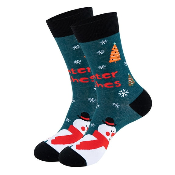 Xfvqtps Christmas Socks for Womens Mid Tube Cute Santa Claus Snowman Christmas Tree Christmas Party Decoration Comfortable Soft Cozy Indoor Warm Winter Socks Navy