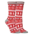thumbnail image 1 of Xfvqtps Christmas Socks for Womens Mid Tube Cute Stripe Santa Claus Elk Deer Christmas Tree Christmas Party Decoration Comfortable Soft Cozy Indoor Warm Winter Socks Pink, 1 of 5