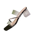 thumbnail image 1 of Xfvqtps Clear Strap Mule Sandals for Women Chunky Block Heel Summer Rhinestone Slide Slippers Open Toe Casual Comfortable Footwear, 1 of 9