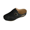thumbnail image 1 of Xfvqtps Clogs for Women Mules Slide Closed Toe Clog Buckle Decor Hollow out Comfortable Wedge Mule Black, 1 of 9