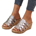 thumbnail image 1 of Xfvqtps Clogs for Women Platform Wedge Slide Open Toe Strappy Gladiator Comfortable Dressy Casual Walking Summer Clogs Sandals Silver, 1 of 9