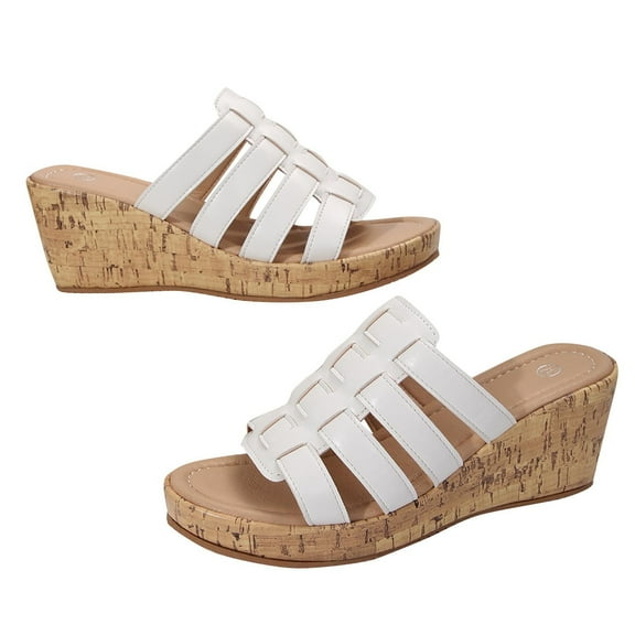 Xfvqtps Clogs for Women Flatform Wedge Slide Open Toe Strappy Gladiator Comfortable Dressy Casual Walking Summer Clogs Sandals White