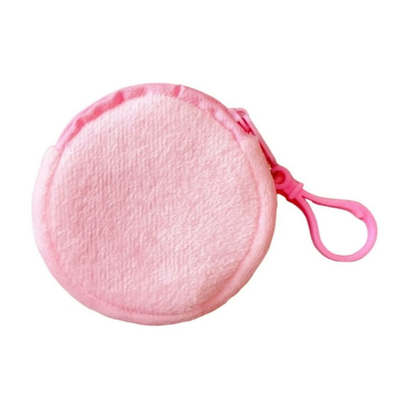 Xfvqtps Coin Purse Plush Casual Portable New Exquisite Solid Color Zipper Rotundity Mini Wallet Pink