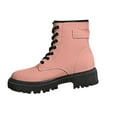 thumbnail image 1 of Xfvqtps Ankle Boots Womens Chunky Sole Flatform Low Heel Lace up Fashion Commute Boots Pink, 1 of 9