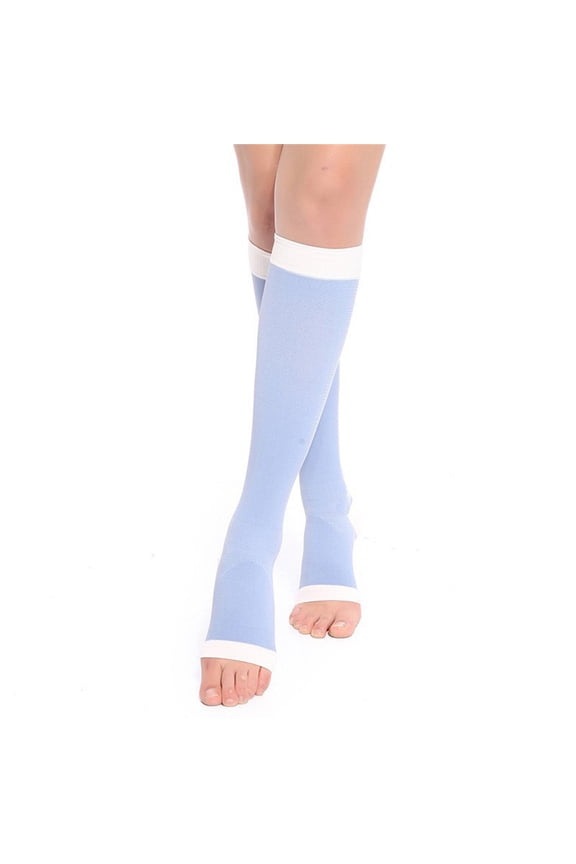 Socks for Womens Open Toe Pressure Socks Wide Calf Socks Long Stretch Cycling Knee High Socks Blue