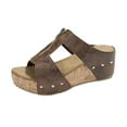 thumbnail image 1 of Xfvqtps Corkys Sandals for Women Slide Sandals Zipper Peep Toe Summer Flatform Sandals Brown, 1 of 9