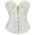 thumbnail image 1 of Xfvqtps Corsets for Women Floral Embroidery Lace up Front Buckle Back Straps Boned Overbust Corset Bustier Shapewear Beige, 1 of 8