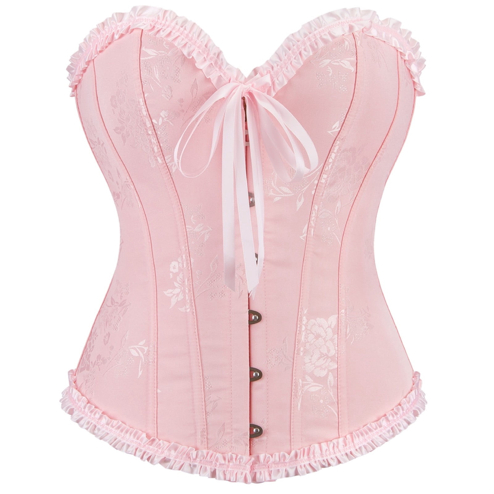 Xfvqtps Corsets for Women Floral Embroidery Lace up Front Buckle