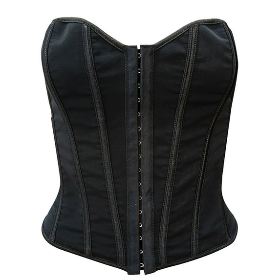 Xfvqtps Corsets for Women Front Buckle Back Straps Solid Color Boned Overbust Corset Bustier Shapewear Black
