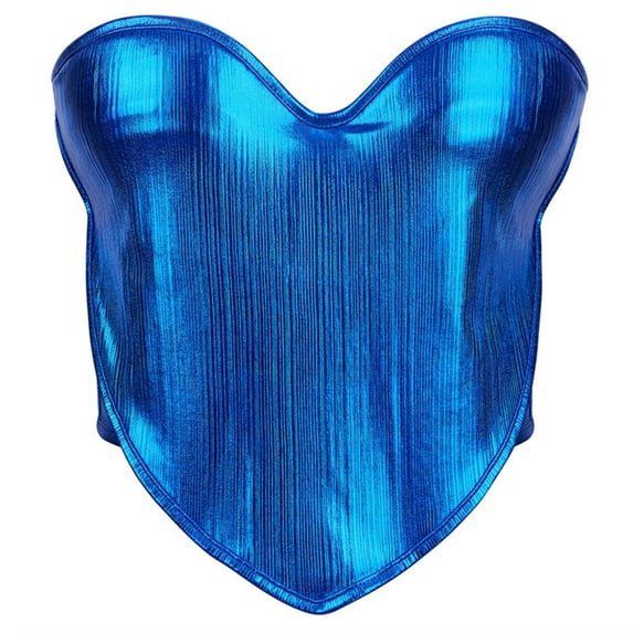 Xfvqtps Corsets for Women Lace up Back Straps Bright Fashion Boned Overbust Corset Bustier Shapewear Blue