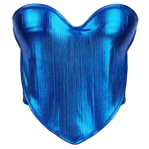 Xfvqtps Corsets for Women Lace up Back Straps Bright Fashion Boned Overbust Corset Bustier Shapewear Blue