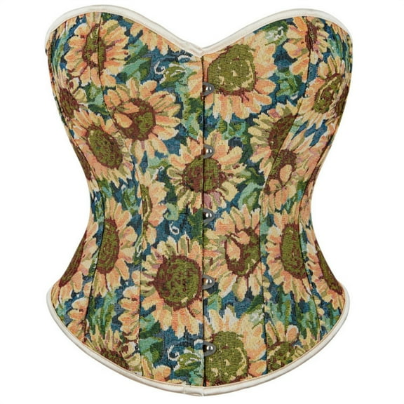 Xfvqtps Corsets for Women Renaissance Vintage Floral Lace up Front Buckle Back Straps Boned Overbust Corset Bustier Shapewear Multicolor