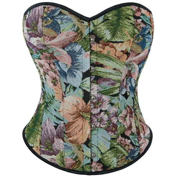 Xfvqtps Corsets for Women Renaissance Vintage Floral Lace up Front Buckle Back Straps Boned Overbust Corset Bustier Shapewear Multicolor