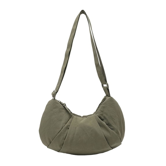 Xfvqtps Crescent Bag for Womens Adjustable Shoulder Strap Fold Zipper Solid Color Nylon Sling Bag Yellow