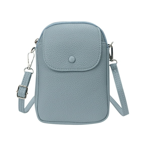 Xfvqtps Crossbody Bags for Women Vertical Phone Bag Adjustable Strap Zipper Solid Color Versatile Leather Shoulder Messenger Bag Blue