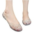 thumbnail image 1 of Xfvqtps Crystal Plastic Jelly Shoes for Womens Wettable Water Hollow out Slip on Flat Bottomed Close Toe Water Shoes Summer Beach Jelly Shoes White, 1 of 7