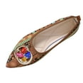 thumbnail image 1 of Xfvqtps Ethnic Flats Womens Boho Shoes Pointed Toe Rhinestone Embellished Comfortable Casual Slip on Flats Colorful Bohemian Footwear for Women Brown, 1 of 9