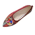 thumbnail image 1 of Xfvqtps Ethnic Flats Womens Boho Shoes Pointed Toe Rhinestone Embellished Comfortable Casual Slip on Flats Colorful Bohemian Footwear for Women Red, 1 of 9