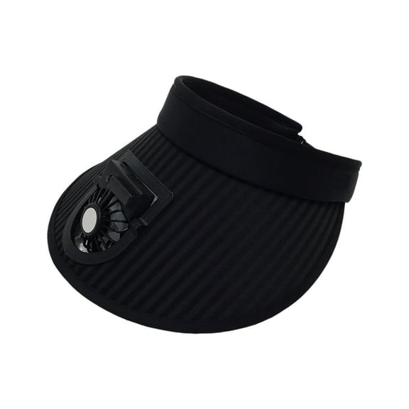Xfvqtps Fan Hats Visor Hat with Fan for Womens USB Charging Wide Brim Stripe Summer UV Protection Sun Hats for Beach Travel Camping Cycling